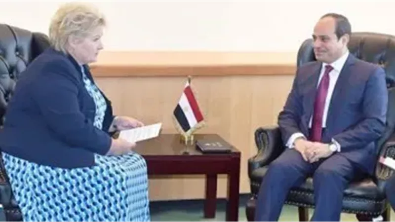 رئيسة وزراء النرويج تؤكد للسيسي دور مصر المحورى لحفظ استقرار الشرق الأوسط