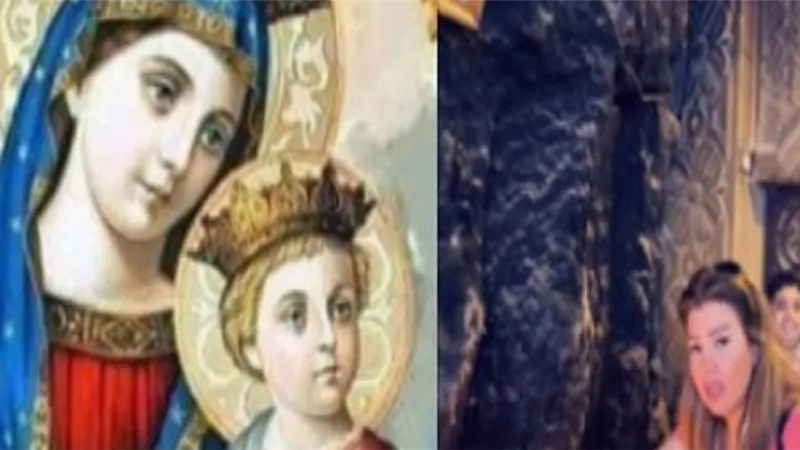 رانيا فريد شوقي تحتفل بعيد السيدة  العذراء بزيارة المغارة التاريخية في جبل درنكة بمحافظة أسيوط