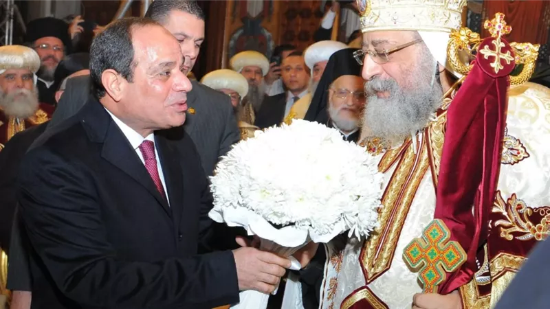 الرئيس السيسي يوجة رسالة  للأقباط ويشيد بقداسة البابا تواضروس ويؤكد أن الكنيسة رمز للتاريخ 