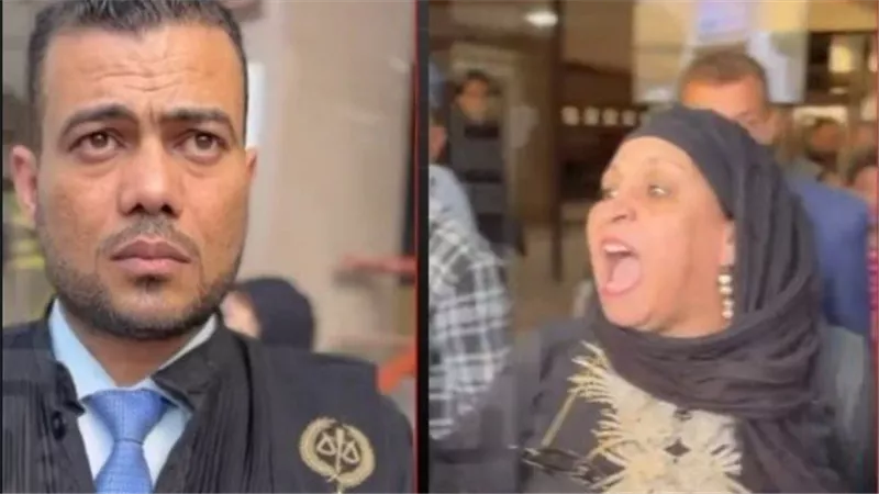  سيدة تهاجم محامي المتهم في جريمة المنشار أمام محكمة الإسماعيلية وتتهمه بالسعي للشهرة