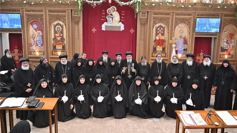 رهبنة 9 راهبات جدد بيد البابا تواضروس الثاني بدير مار جرجس بالخطاطبة 
