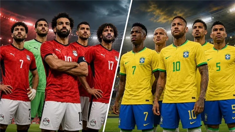 محمد صلاح احتياطيًا في تشكيل منتخب مصر أمام البرازيل وديًا قبل كأس العالم