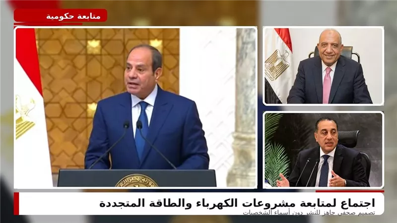 توجهيات الرئيس السيسي  لرئيس الوزراء ووزير الكهرباء  بشأن مشروعات الطاقة المُتجددة 