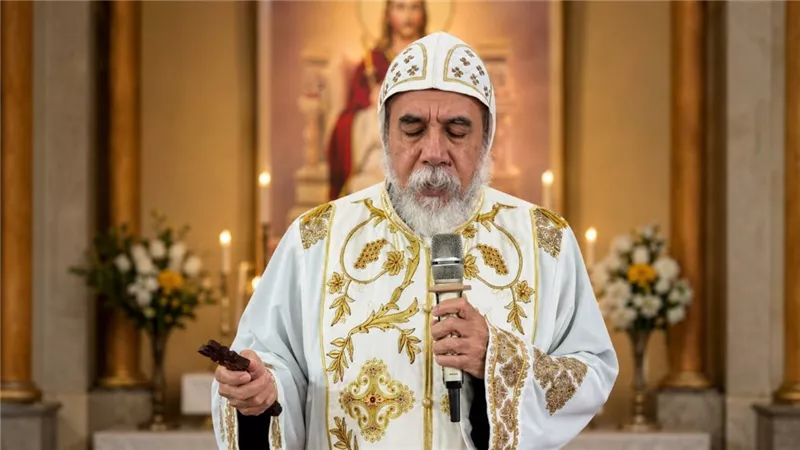 الأنبا كاراس أسقف مطروح والخمس مدن الغربية يصلي القداس الإلهي بكنيسة رؤساء الملائكة وأبو سيفين