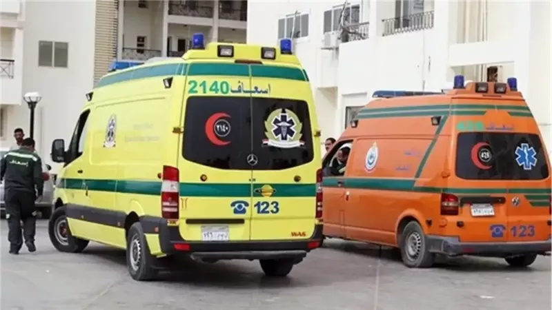 إصابة 10 عمال في انقلاب سيارة ربع نقل بسبب انفجار الإطار ونقلهم للمستشفى