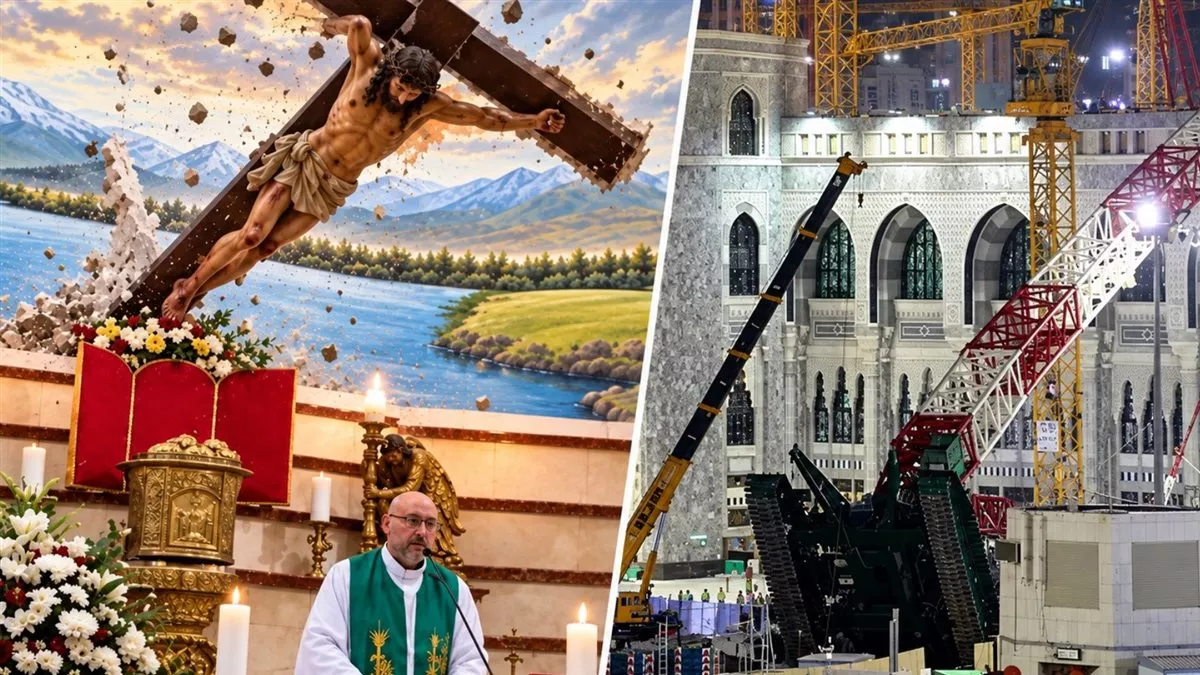 سقوط صليب الإكوادور ورافعة الحرم 